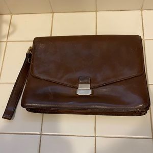 Rare Italian MORESCHI leather clutch bag brown
